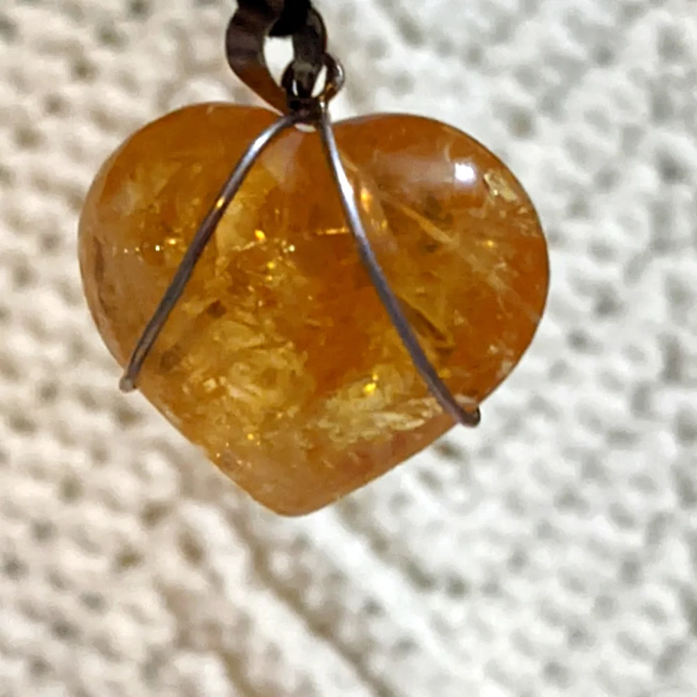 Citrine Crystal Heart Necklace with Amethyst - Picture 2 of 4